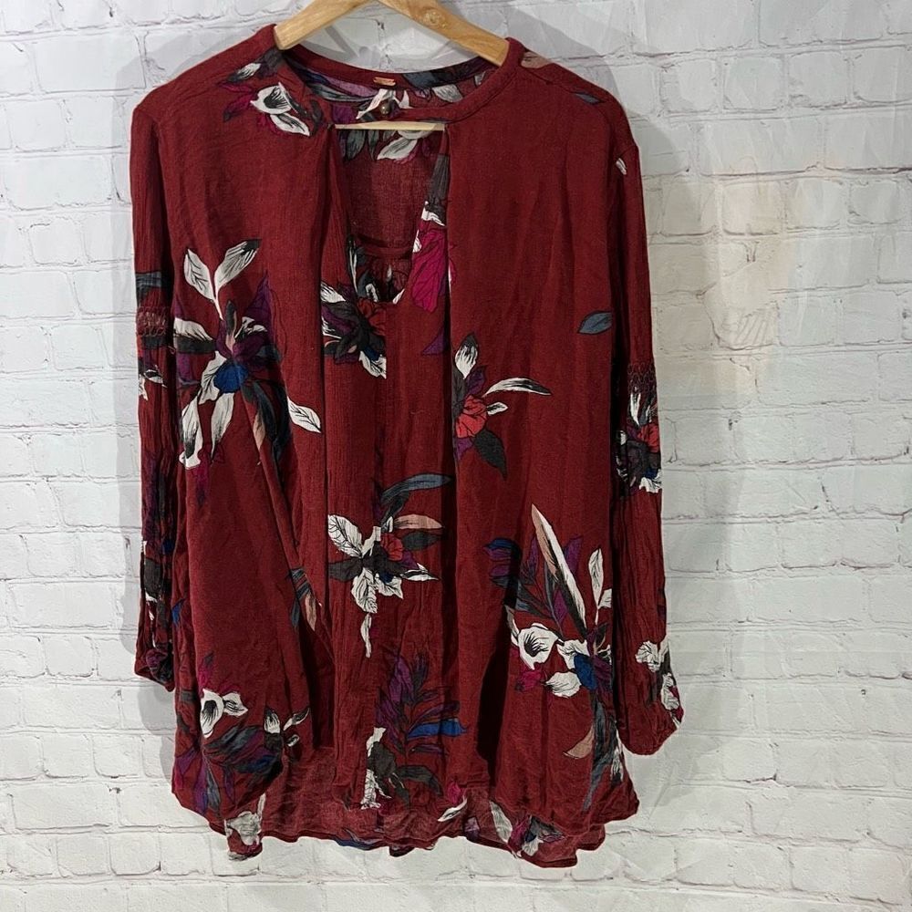 Free People Madisonne Wine Tunic Boho Dress